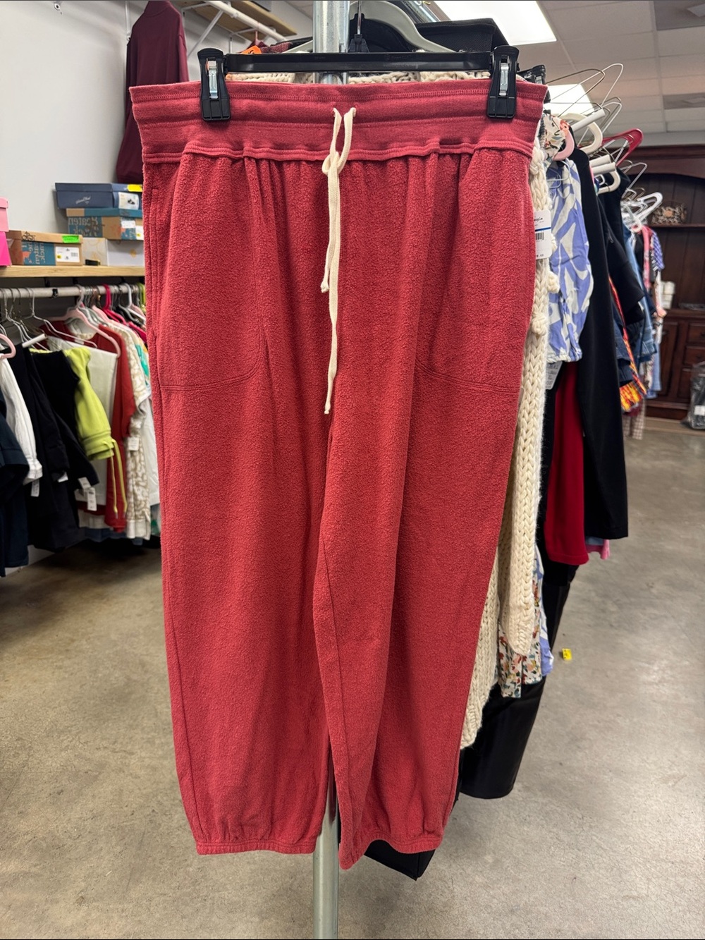 Free People Cozy Drawstring Track Pants in Brick Red